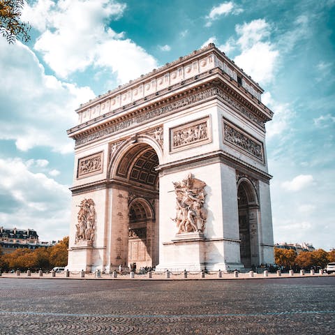 Stay just off the Champs Elysées, and a five-minute walk from the Arc de Triomphe