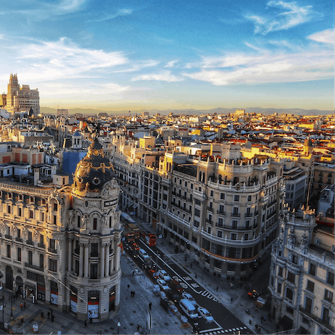 Explore the exciting streets of Madrid from your home in the heart of the city