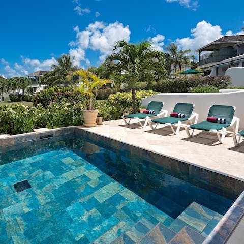 Take a refreshing dip in the private pool or lounge poolside and work on your suntan 