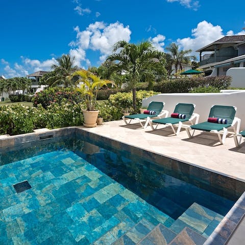 Take a refreshing dip in the private pool or lounge poolside and work on your suntan
