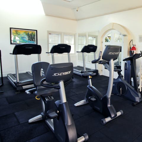 Squeeze in a workout at the communal fitness centre