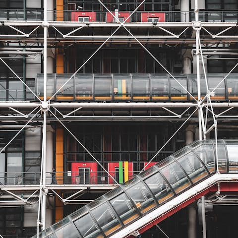 Admire the collections of modern art at the iconic Centre Pompidou, just over a five-minute stroll away