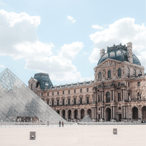 Have a wander around the Louvre Museum, just over twenty minutes on foot