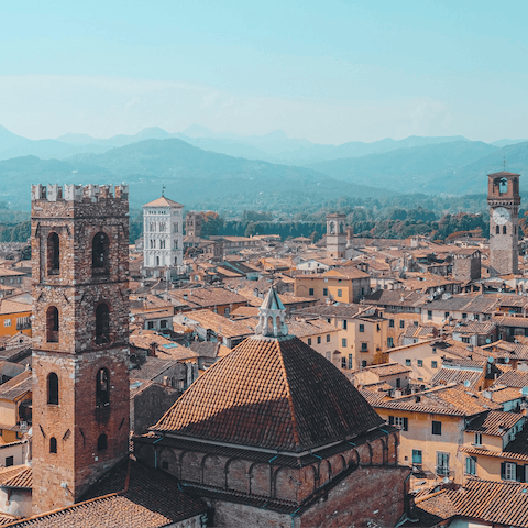 Explore the medieval city of Lucca, just over two-miles drive away