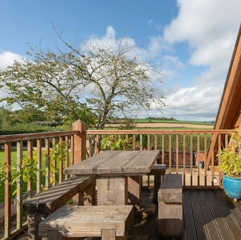 Take your morning cup of coffee on the terrace with sweeping views of Somerset