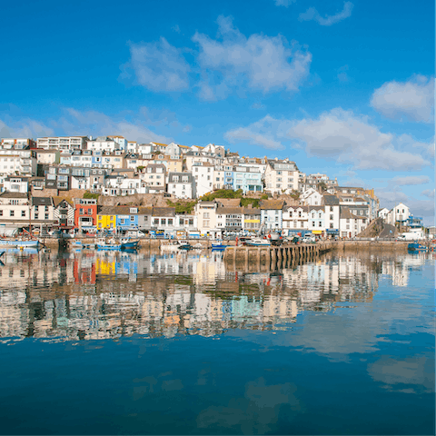 Stay in Brixham's harbour basin, a three-minute walk from pubs and seafood restaurants
