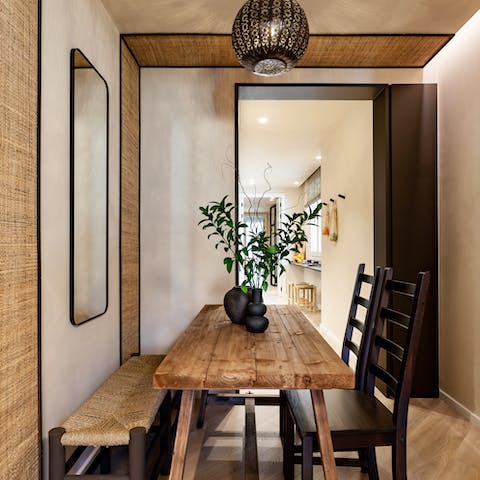 Sit down to a Spanish-inspired feast in the dining nook
