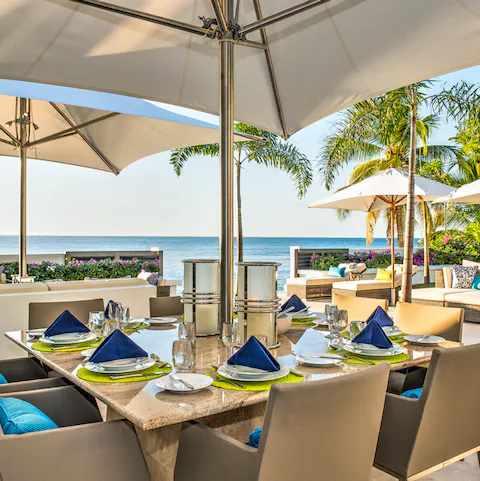 Sit down to a succulent meal of local seafood with stunning views of the sea