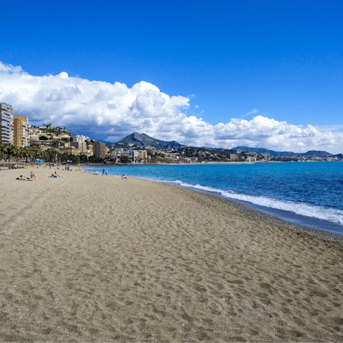 Stay a twenty-minute walk away from Malaga's golden beach