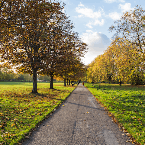 Start the day with a morning stroll through Hyde Park – it's right across the street