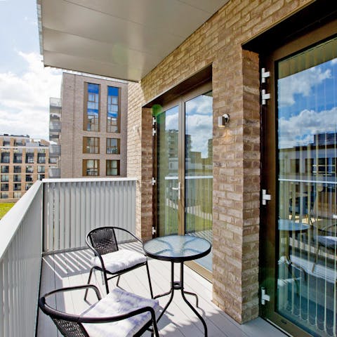 Sip your morning coffee on the sunny private balcony