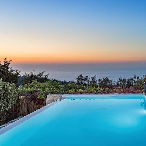 Swim a few lengths in your private pool beneath a glorious sunset