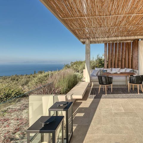 Serve up brunch on the shaded terrace and start the day with sea views