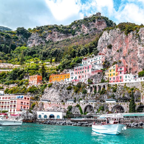 Drive eleven minutes to the Amalfi coast 