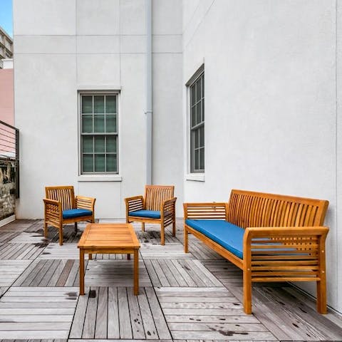 End the day with a glass of wine on the patio