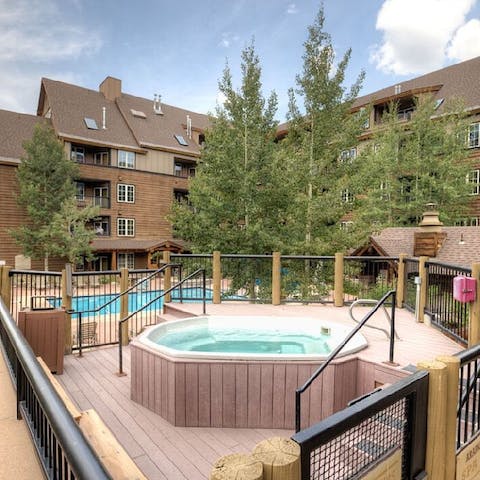 Relax in the lodge’s hot tub and sauna