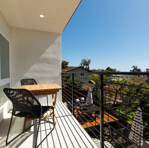 Enjoy breathtaking views over San Diego from the balcony