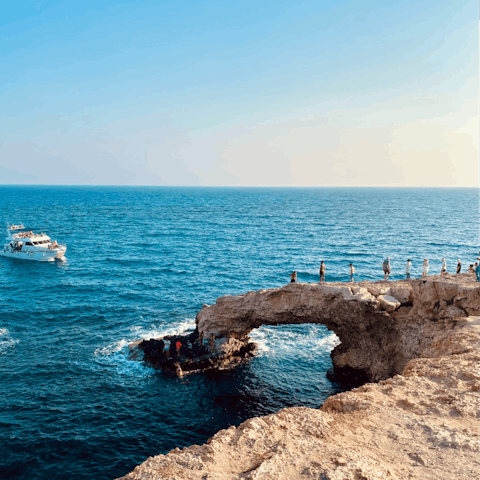 Visit Ayia Napa's iconic Bridge of Lovers, just a short drive from your doorstep