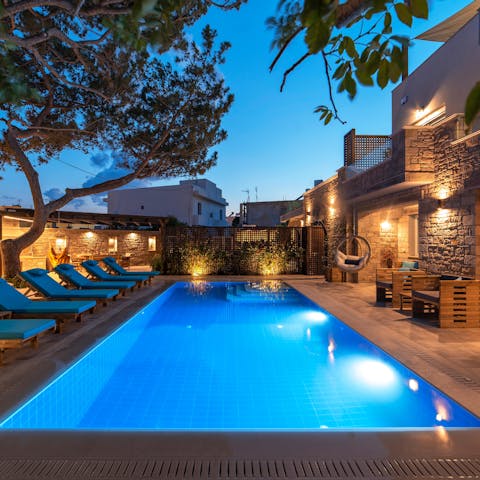 Take a refreshing twilight dip in the gorgeous swimming pool