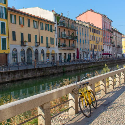 Stay along the Naviglio Grande and enjoy tranquil canal walks
