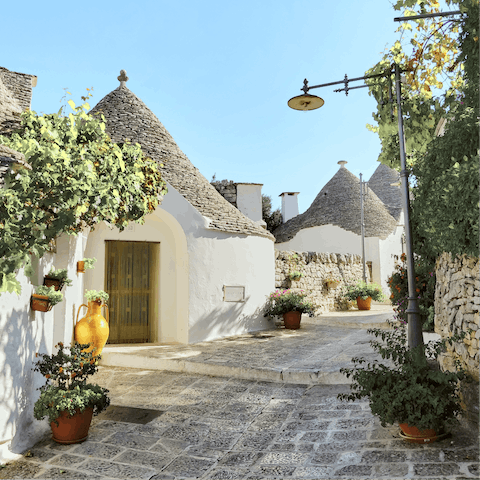 Visit the iconic cone-roofed houses of Alberobello, 35km outside the city