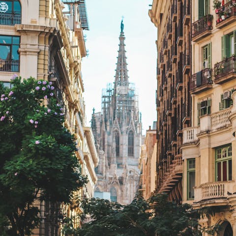Visit the Cathedral of Barcelona, a short walk away