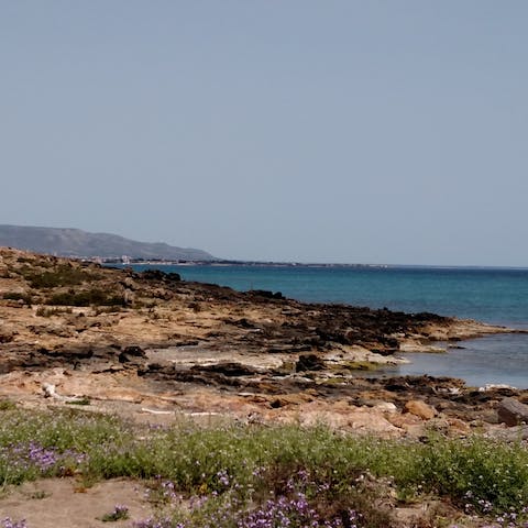 Drive up to the beautiful Vendicari beach and nature reserve, and find your peace by the sea