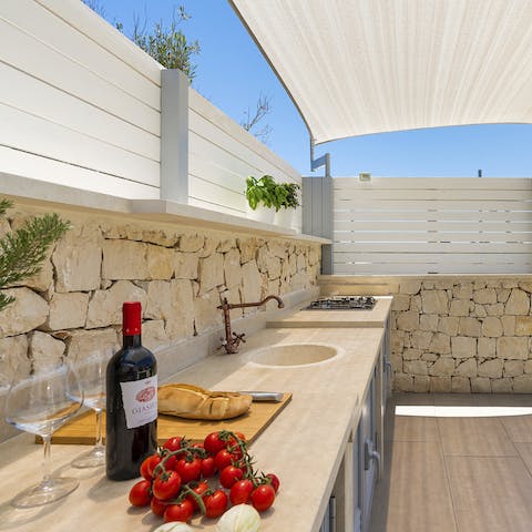 Prepare a Sicilian feast in the outdoor kitchen so you don't miss out on the sunshine