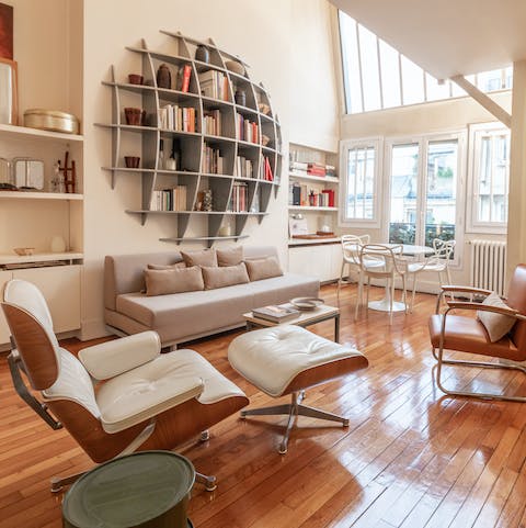 Select a book and stretch out on the Eames Lounge Chair