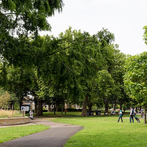 Enjoy an afternoon stroll around Victoria Park, just a five-minute walk away