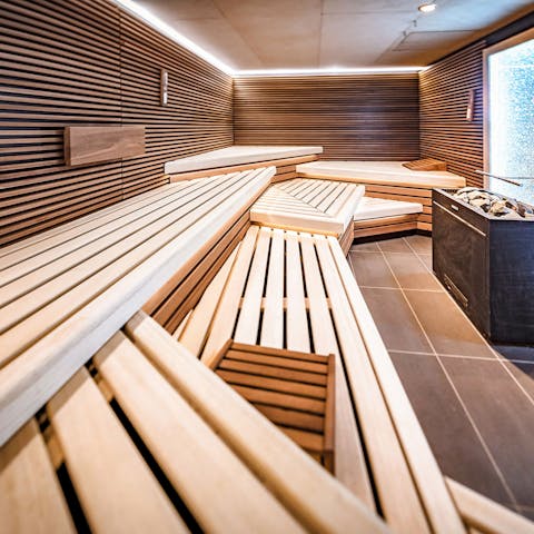 Book a sweat session in the resort's sauna