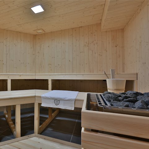 Sit back and relax in the sauna room downstairs