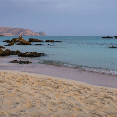 Stroll down to Paralia Macherida in only seven minutes and dive into the Aegean Sea