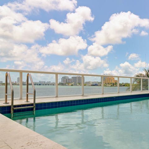 Enjoy laps with a view in the shared heated pool