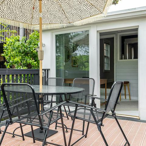 Gather together for an alfresco barbecue feast on the patio
