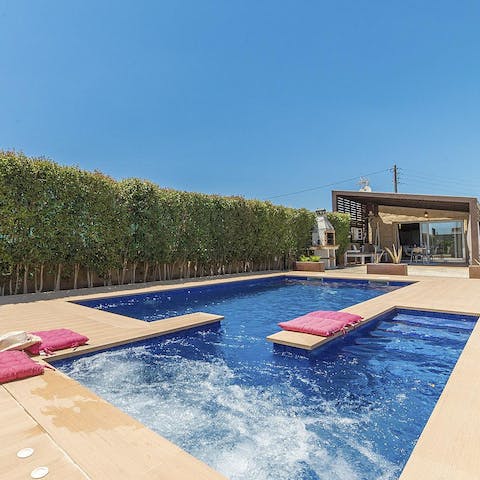 Cool off in the elaborately designed pool