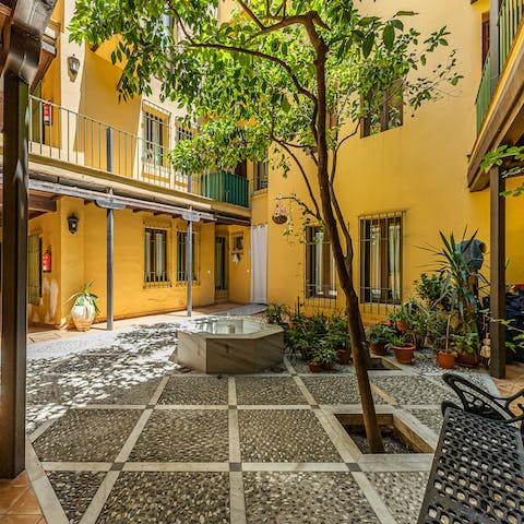 Steal a calm moment or two in the shaded communal courtyard