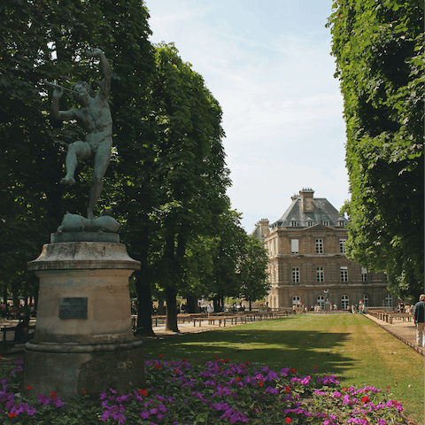 Take a stroll through the Luxembourg Gardens, a twenty-five-minute walk away