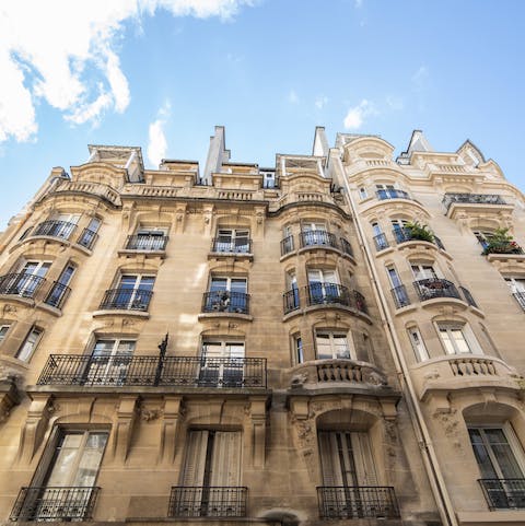 Stay in a traditional Parisian beauty, with wrought-iron balconies and large windows
