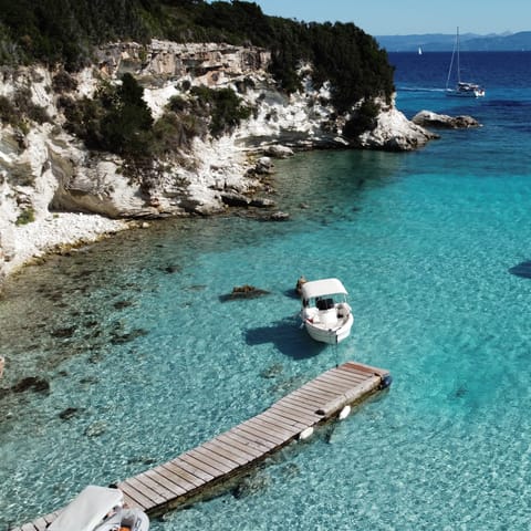 Take a five minute stroll to the beach at the Paxos Beach Hotel