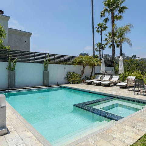 Swim in the private pool as the sun warms your skin