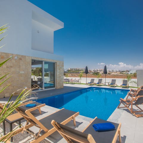 Take a dip in the private pool for a quick cool down from the intense Cypriot heat