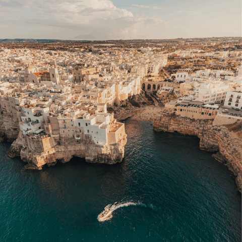 Stay in the beautiful clifftop town of Polignano a Mare – an essential stop on any Puglian itinerary