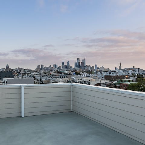 Enjoy 360-degree views of the city from the building's rooftop