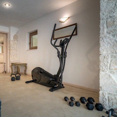 Lift some weights and work out in the gym area