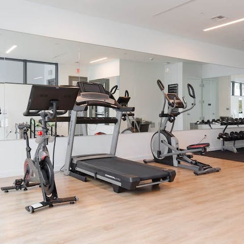 Work up a sweat on the Peloton bikes in the on-site fitness centre
