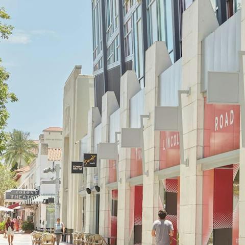 Shop along Lincoln Road, a five-minute walk from your building