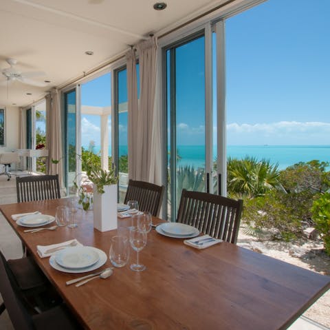 Share your island-isnpired meals alfresco, with unparalleled views 