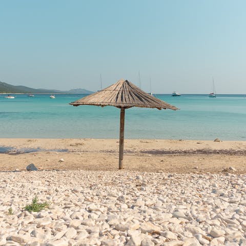 Stroll along the shores of Vasiliki Beach, 350 metres from your door