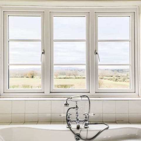 Soak up views of the Malvern Hills from the bathtub 